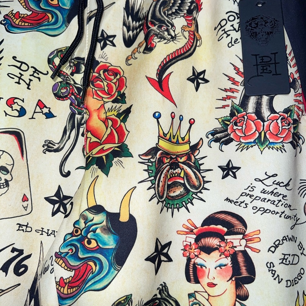 NWT Ed Hardy Y2K Womens Wearable Tattoo Art Track Pants Tiger Panther Skull Sz M - Picture 6 of 10